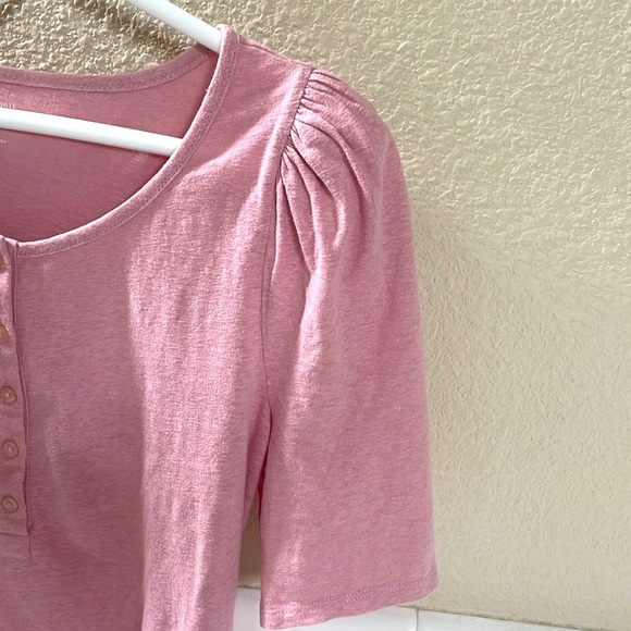 Anthropologie Pink Polo with puff sleeves. NEW w/ Tags . Size Small - Picture 4 of 5